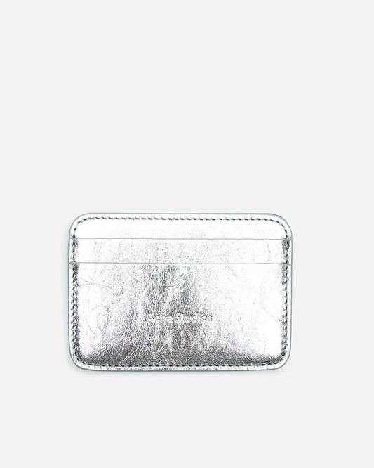 Acne Studios Leather Goods OS Card Holder in Silver