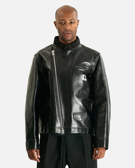 Sacai Men's Jackets 3 Carhartt WIP Leather Jacket in Black