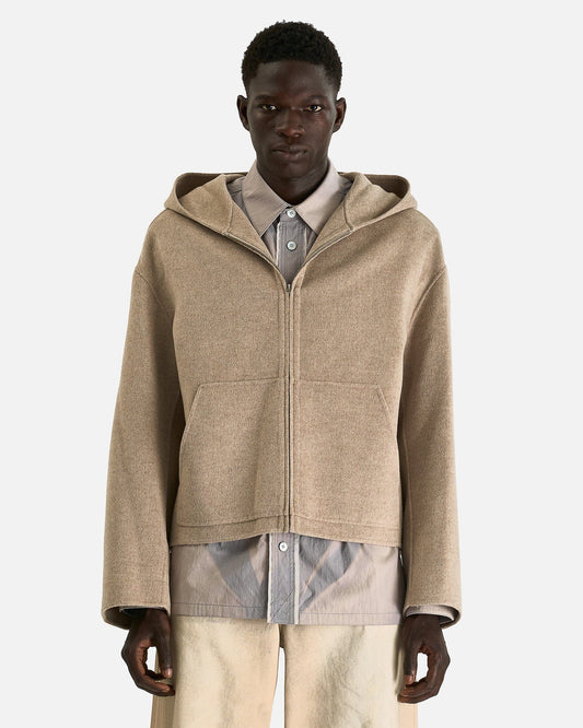 Acne Studios Men's Jackets Hooded Cashmere Jacket in Oatmeal Melange