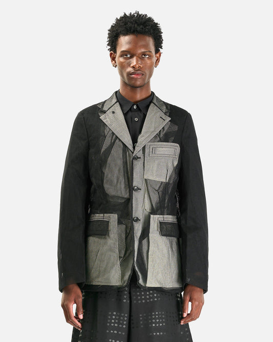 Comme des Garcons HOMME PLUS Men's Jackets Mesh Jacket in Black/White