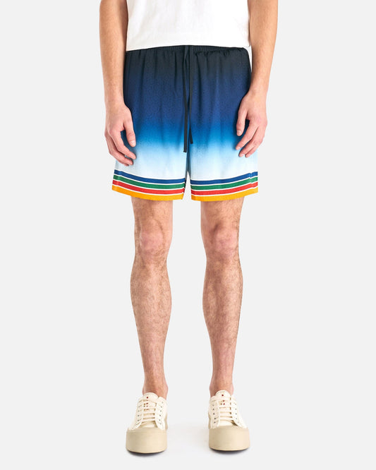 Casablanca Men's Shorts Studio De Musique Silk Shorts with Drawstrings in Blue
