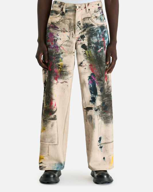 Acne Studios Men's Jeans Trompe L'oeil Paint Splatter Jeans in White